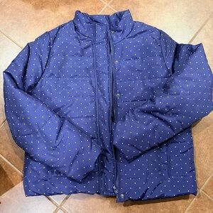 Copper Key Navy Polka Dot Puffer Jacket